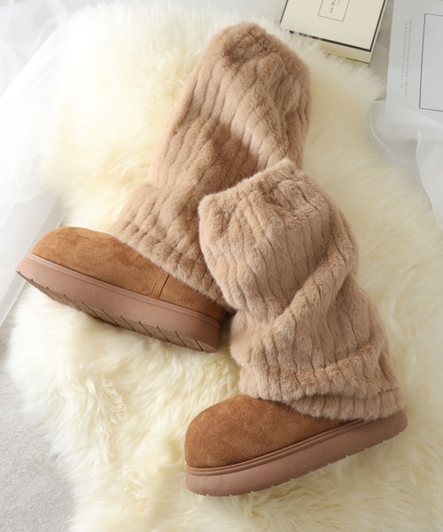 VIVIAN（ヴィヴィアン）の「もふぽか2WAY厚底ムートンファーカバーブーツ（ブーツ・レディース・キャメル/ブラック/ベージュ/ダークブラウン・S/M/L/LL）」の16枚目の写真