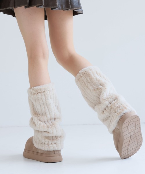 VIVIAN（ヴィヴィアン）の「もふぽか2WAY厚底ムートンファーカバーブーツ（ブーツ・レディース・キャメル/ブラック/ベージュ/ダークブラウン・S/M/L/LL）」の11枚目の写真