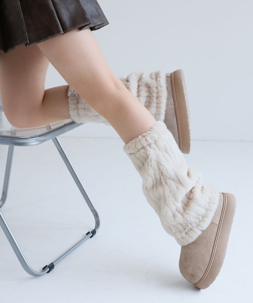 VIVIAN（ヴィヴィアン）の「もふぽか2WAY厚底ムートンファーカバーブーツ（ブーツ・レディース・キャメル/ブラック/ベージュ/ダークブラウン・S/M/L/LL）」の12枚目の写真