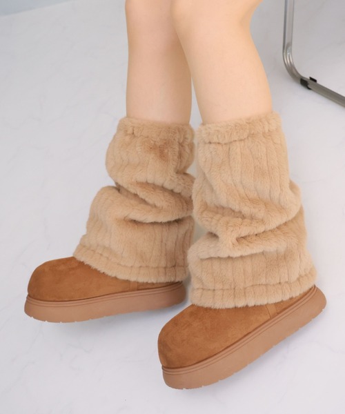 VIVIAN（ヴィヴィアン）の「もふぽか2WAY厚底ムートンファーカバーブーツ（ブーツ・レディース・キャメル/ブラック/ベージュ/ダークブラウン・S/M/L/LL）」の17枚目の写真