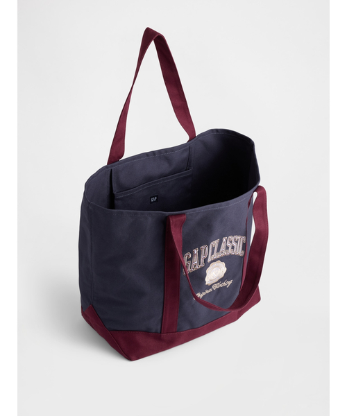 GAP(ギャップ)の「バーシティgapロゴ トートバッグ(トートバッグ・レディース・ネイビー/ベージュ・ONE SIZE)」の4枚目の写真