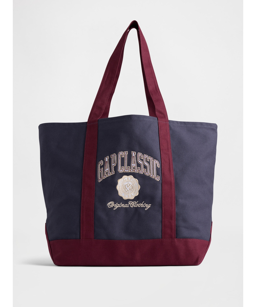 GAP(ギャップ)の「バーシティgapロゴ トートバッグ(トートバッグ・レディース・ネイビー/ベージュ・ONE SIZE)」の5枚目の写真