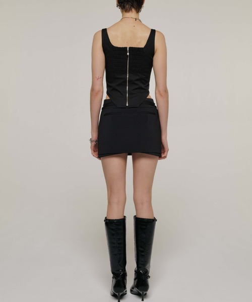 JOSE MOON(ジョゼムーン)の「GRID MINI SKIRT/グリッドミニスカート(スカート・レディース・グレー/ブラック・36/38)」の6枚目の写真