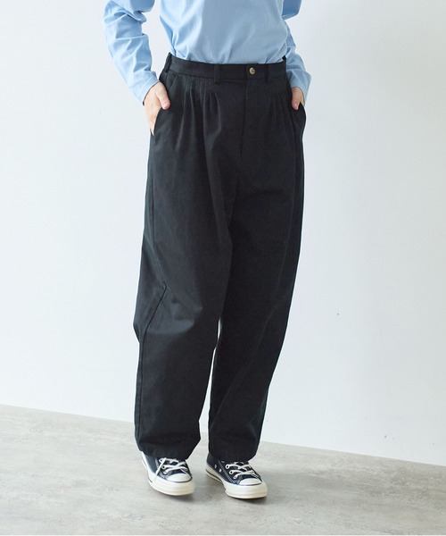 bulle de savon（ビュルデサボン）の「《early spring》チノクロス mini tuck パンツ（チノパンツ・レディース・ブラック/オフホワイト・FREE）」の14枚目の写真