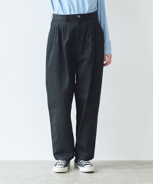 bulle de savon（ビュルデサボン）の「《early spring》チノクロス mini tuck パンツ（チノパンツ・レディース・ブラック/オフホワイト・FREE）」の18枚目の写真