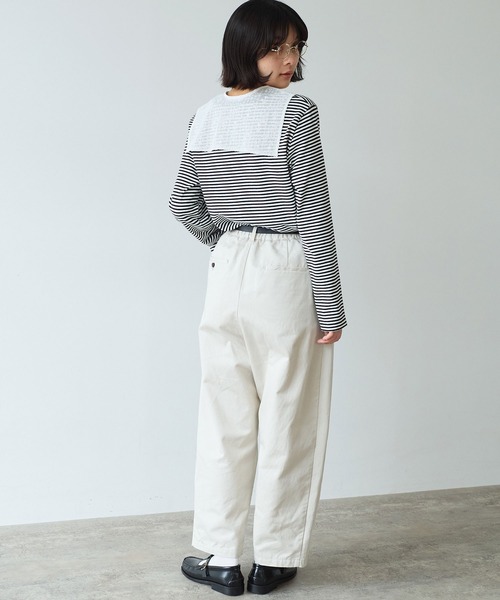 bulle de savon（ビュルデサボン）の「《early spring》チノクロス mini tuck パンツ（チノパンツ・レディース・ブラック/オフホワイト・FREE）」の12枚目の写真