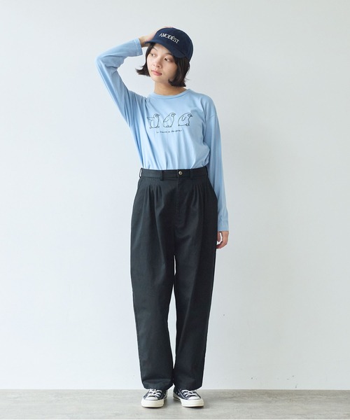 bulle de savon（ビュルデサボン）の「《early spring》チノクロス mini tuck パンツ（チノパンツ・レディース・ブラック/オフホワイト・FREE）」の20枚目の写真
