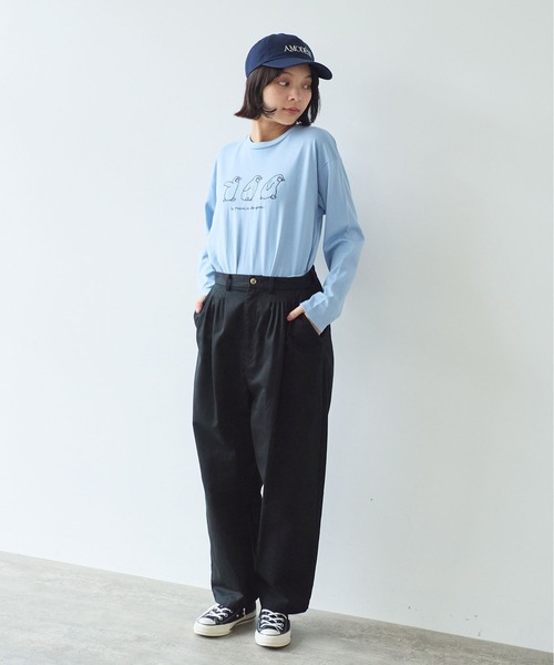 bulle de savon（ビュルデサボン）の「《early spring》チノクロス mini tuck パンツ（チノパンツ・レディース・ブラック/オフホワイト・FREE）」の21枚目の写真