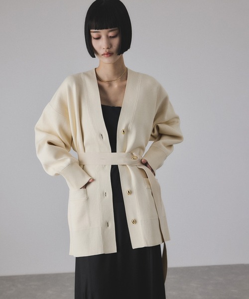 ADAM ET ROPE' サステナブルマルチWAYベルテッドミドルカーディガン サステナブル】マルチWAYベルテッドミドルカーディガン（カーディガン