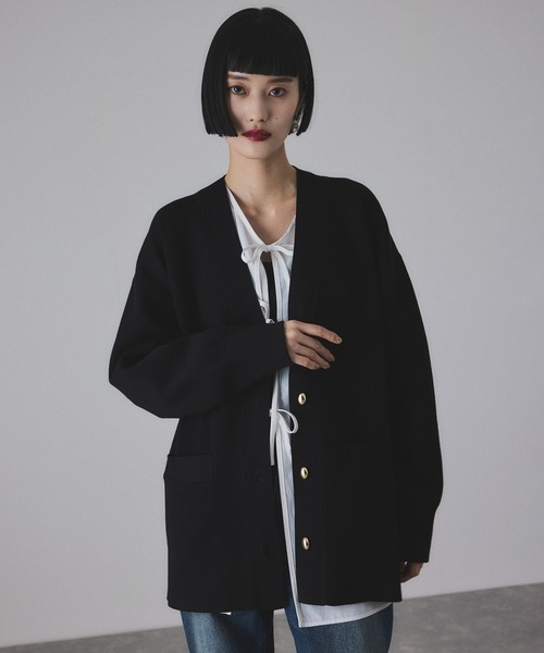 ADAM ET ROPE'（アダムエロペ）の「【サステナブル】マルチWAYベルテッドミドルカーディガン（カーディガン/ボレロ・レディース・ブラック/ダークブラウン/キナリ・FREE）」の17枚目の写真