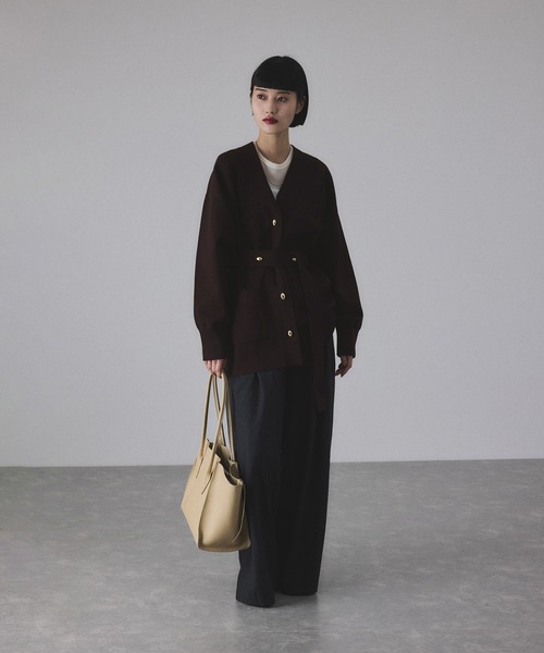 ADAM ET ROPE'（アダムエロペ）の「【サステナブル】マルチWAYベルテッドミドルカーディガン（カーディガン/ボレロ・レディース・ブラック/ダークブラウン/キナリ・FREE）」の5枚目の写真