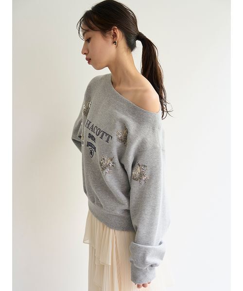 希少！Casablanca 刺繍プルオーバースウェット XLグレー SNIDEL（スナイデル）の「【Chacott】刺繍スエットプルオーバー
