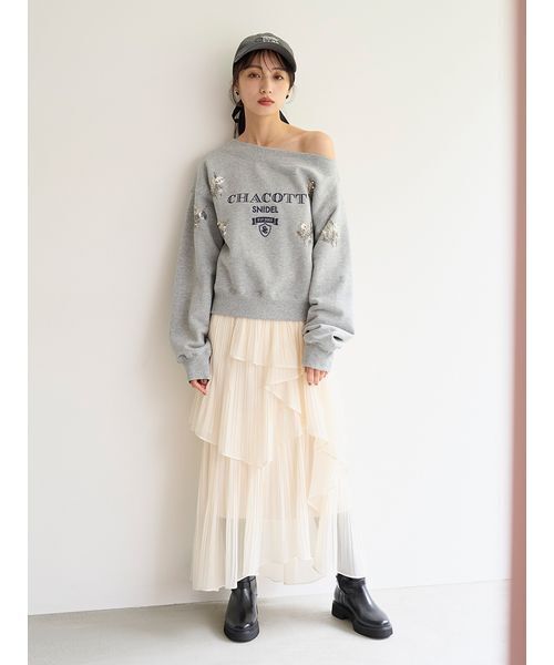 SNIDEL スナイデル　【Chacott】刺繍スウェットプルオーバー Chacott】刺繍スウェットプルオーバー（スウェット）｜SNIDEL