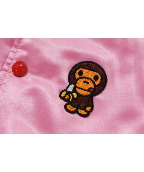 A BATHING APE BAPE BABY MILO スタジャン　ジャケット BAPE sz XS Baby Milo Red Baseball Jacket White Sleeves Fleece