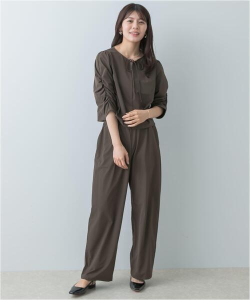 F by ROSSO(エフバイロッソ)の「F by ROSSO 撥水ストレッチブラウス+イージーパンツ(セットアップ・レディース・ブラック/ブラウン・38/36)」の6枚目の写真