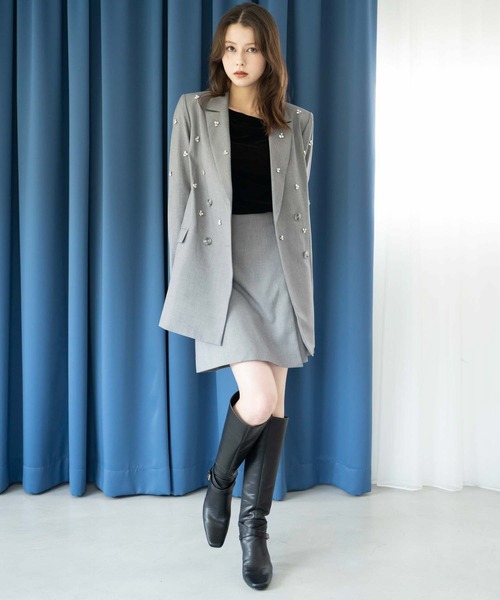 NOELA（ノエラ）の「ビジューダブルジャケット（テーラードジャケット・レディース・ベージュ/グレー・S/M）」の8枚目の写真