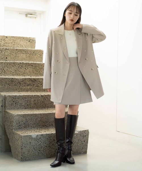 NOELA（ノエラ）の「ビジューダブルジャケット（テーラードジャケット・レディース・ベージュ/グレー・S/M）」の10枚目の写真