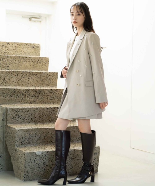 NOELA（ノエラ）の「ビジューダブルジャケット（テーラードジャケット・レディース・ベージュ/グレー・S/M）」の12枚目の写真