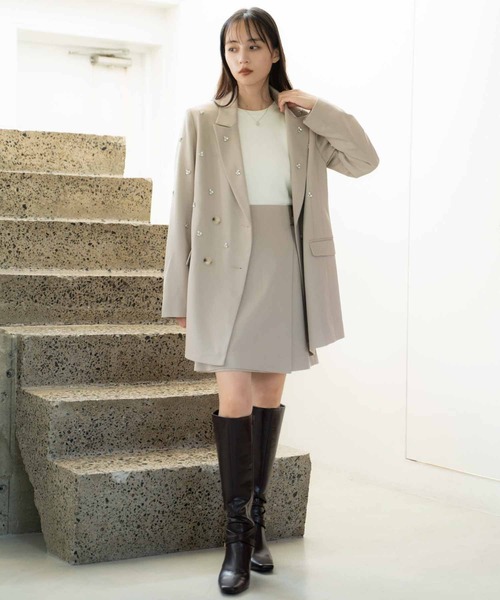 NOELA（ノエラ）の「ビジューダブルジャケット（テーラードジャケット・レディース・ベージュ/グレー・S/M）」の13枚目の写真