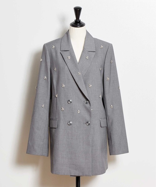 NOELA（ノエラ）の「ビジューダブルジャケット（テーラードジャケット・レディース・ベージュ/グレー・S/M）」の15枚目の写真