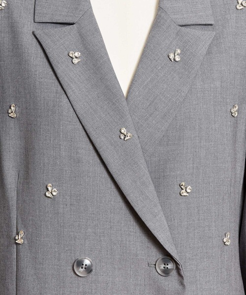 NOELA（ノエラ）の「ビジューダブルジャケット（テーラードジャケット・レディース・ベージュ/グレー・S/M）」の18枚目の写真