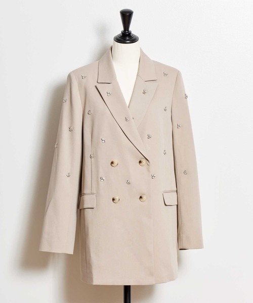 NOELA（ノエラ）の「ビジューダブルジャケット（テーラードジャケット・レディース・ベージュ/グレー・S/M）」の19枚目の写真