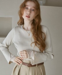 Bab | （選べるネック）チュールレイヤードリブニット(ニット/セーター)