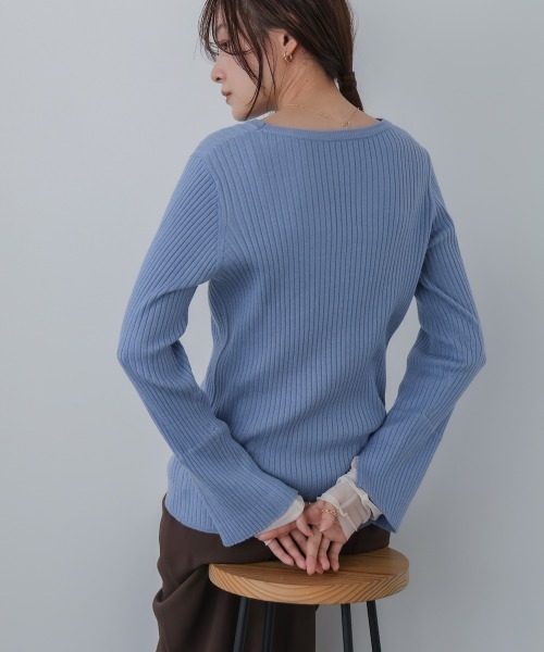 Bab（バブ）の「（選べるネック）チュールレイヤードリブニット（ニット/セーター・レディース・D/ピンク/グレー/G/B/ブルー/ブラウン/A/ホワイト系その他/グレー系その他3/F/E・FREE）」の20枚目の写真