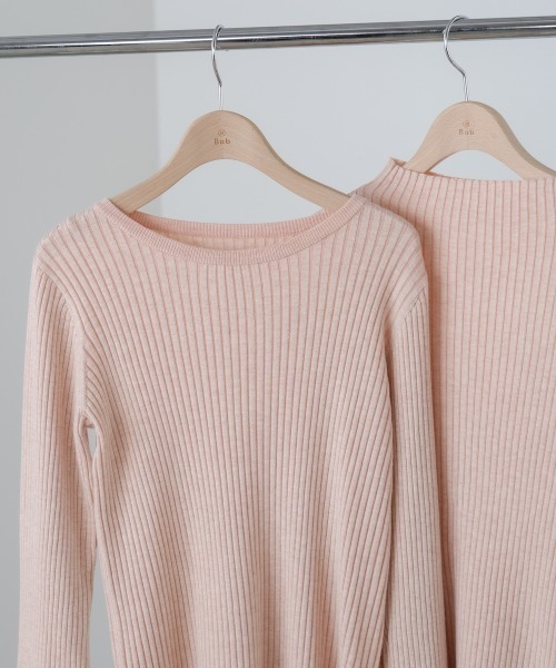 Bab（バブ）の「（選べるネック）チュールレイヤードリブニット（ニット/セーター・レディース・D/ピンク/グレー/G/B/ブルー/ブラウン/A/ホワイト系その他/グレー系その他3/F/E・FREE）」の22枚目の写真