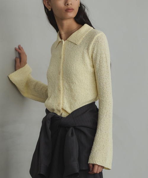 CRAFT STANDARD BOUTIQUE（クラフトスタンダードブティック）の「ブークレヤーン衿付きニットカーディガン◆（カーディガン/ボレロ・レディース・ブラウン/ライトイエロー/アイボリー・FREE）」の3枚目の写真