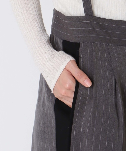 Jines（ジネス）の「サスペンダー付ストライプパンツ（その他パンツ・レディース・ブラック/グレー・38）」の12枚目の写真