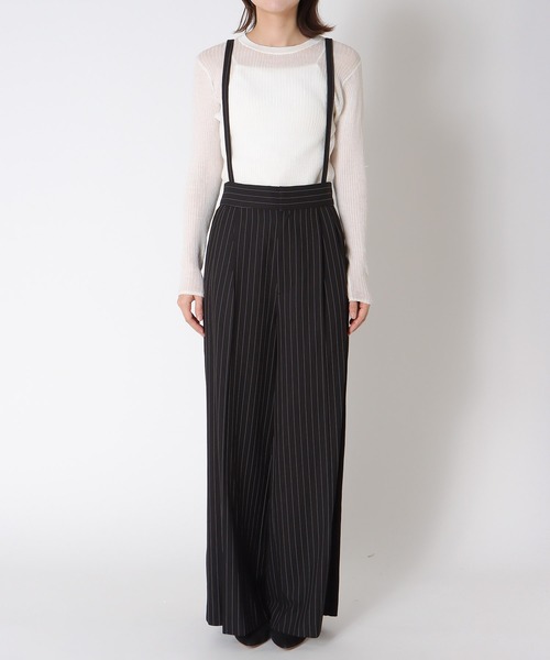 Jines（ジネス）の「サスペンダー付ストライプパンツ（その他パンツ・レディース・ブラック/グレー・38）」の9枚目の写真