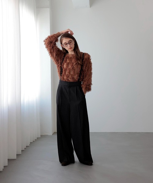 Jines（ジネス）の「サスペンダー付ストライプパンツ（その他パンツ・レディース・ブラック/グレー・38）」の18枚目の写真