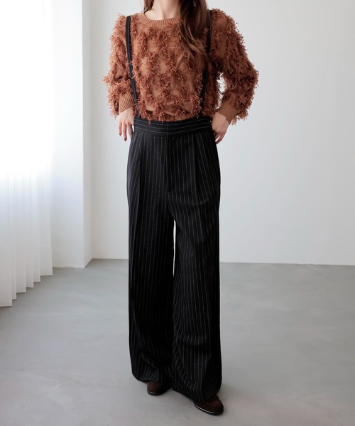 Jines（ジネス）の「サスペンダー付ストライプパンツ（その他パンツ・レディース・ブラック/グレー・38）」の15枚目の写真