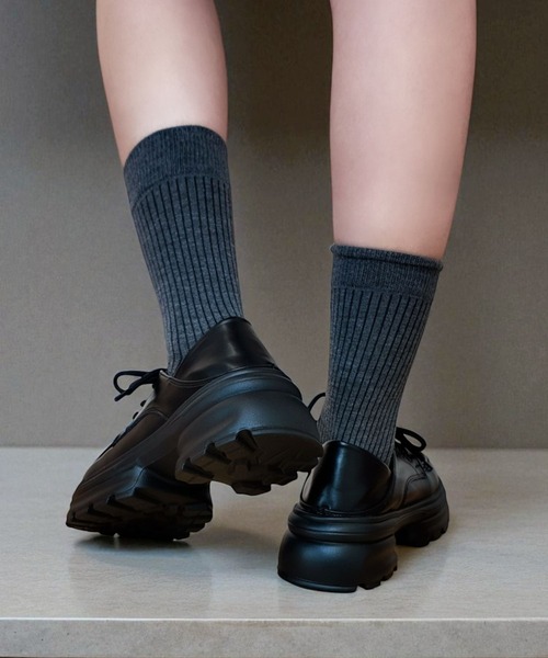 Sugar Sugar（シュガーシュガー）の「厚底　ボリュームソール プラットフォーム  【Sugar Sugar シュガーシュガー】レースアップ 厚底 レディース シューズ 軽量　シンプル　歩きやすい　マニッシュ（ドレスシューズ・レディース・ブラック/ブラック系その他・LL/L/M/S）」の3枚目の写真