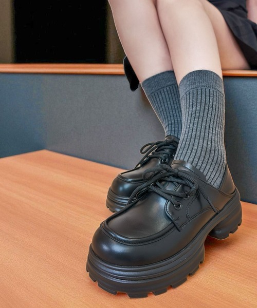 Sugar Sugar（シュガーシュガー）の「厚底　ボリュームソール プラットフォーム  【Sugar Sugar シュガーシュガー】レースアップ 厚底 レディース シューズ 軽量　シンプル　歩きやすい　マニッシュ（ドレスシューズ・レディース・ブラック/ブラック系その他・LL/L/M/S）」の4枚目の写真