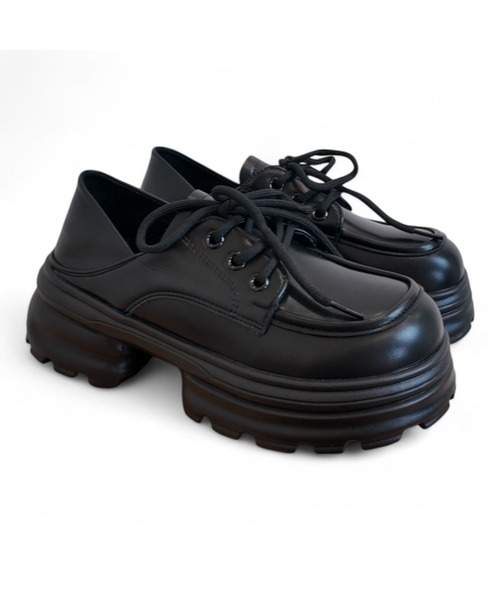 Sugar Sugar（シュガーシュガー）の「厚底　ボリュームソール プラットフォーム  【Sugar Sugar シュガーシュガー】レースアップ 厚底 レディース シューズ 軽量　シンプル　歩きやすい　マニッシュ（ドレスシューズ・レディース・ブラック/ブラック系その他・LL/L/M/S）」の7枚目の写真