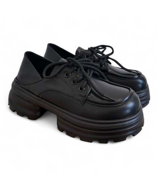 Sugar Sugar（シュガーシュガー）の「厚底　ボリュームソール プラットフォーム  【Sugar Sugar シュガーシュガー】レースアップ 厚底 レディース シューズ 軽量　シンプル　歩きやすい　マニッシュ（ドレスシューズ・レディース・ブラック/ブラック系その他・LL/L/M/S）」の9枚目の写真