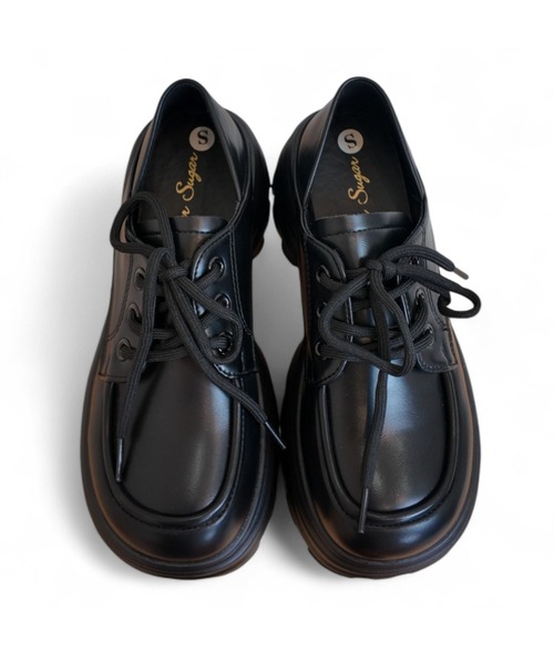 Sugar Sugar（シュガーシュガー）の「厚底　ボリュームソール プラットフォーム  【Sugar Sugar シュガーシュガー】レースアップ 厚底 レディース シューズ 軽量　シンプル　歩きやすい　マニッシュ（ドレスシューズ・レディース・ブラック/ブラック系その他・LL/L/M/S）」の11枚目の写真