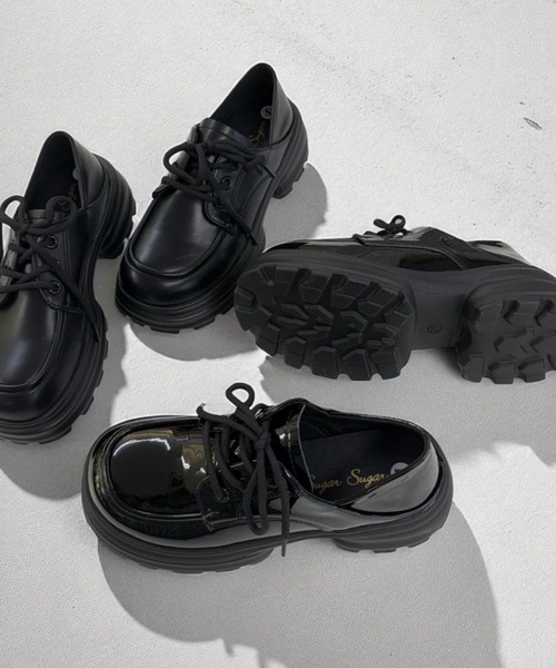 Sugar Sugar（シュガーシュガー）の「厚底　ボリュームソール プラットフォーム  【Sugar Sugar シュガーシュガー】レースアップ 厚底 レディース シューズ 軽量　シンプル　歩きやすい　マニッシュ（ドレスシューズ・レディース・ブラック/ブラック系その他・LL/L/M/S）」の19枚目の写真