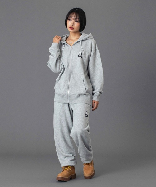 X-girl(エックスガール)の「FACE AND WORDS ZIP UP SWEAT HOODIE(パーカー・レディース・アッシュ/ブラック・S/M)」の8枚目の写真