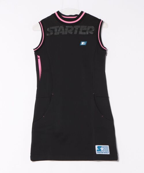 STARTER(スターター)の「《STARTER GOLF》スターター ダンボールニット×メッシュ素材インナーパンツ付きノースリーブワンピースレディース SG-123012(ワンピース・レディース・ブラック・M)」の1枚目の写真