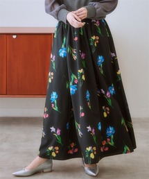 大柄プリントマキシ丈スカート