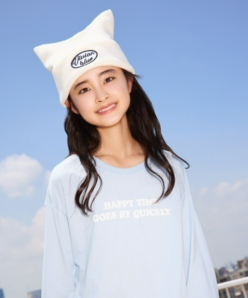 Right-on（ライトオン）の「【VIVIAN BLUE】ねこみみニットキャップ（ニットキャップ/ビーニー・キッズ・ライラック/ホワイト/ブラック・フリー）」の4枚目の写真