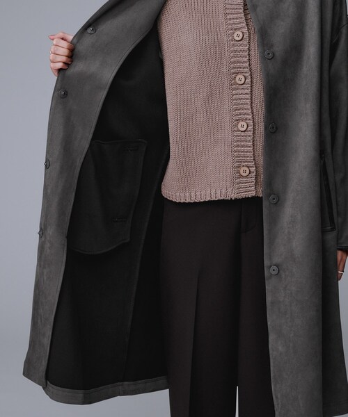 UNTITLED(アンタイトル)の「【洗える/軽羽織り】マシュマロタッチ スエード調コート(ノーカラーコート・レディース・ナチュラル/チャコールグレー/ブラウン系その他・48/44/04/03/02/01/00)」の10枚目の写真