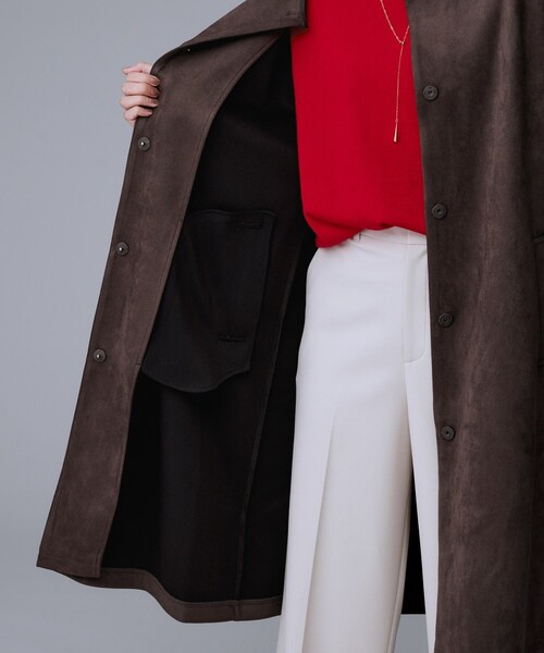UNTITLED(アンタイトル)の「【洗える/軽羽織り】マシュマロタッチ スエード調コート(ノーカラーコート・レディース・ナチュラル/チャコールグレー/ブラウン系その他・48/44/04/03/02/01/00)」の17枚目の写真