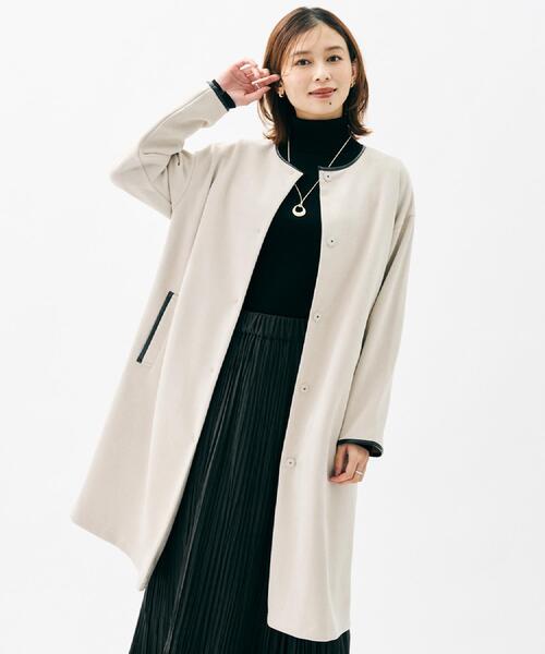 UNTITLED(アンタイトル)の「【洗える/軽羽織り】マシュマロタッチ スエード調コート(ノーカラーコート・レディース・ナチュラル/チャコールグレー/ブラウン系その他・48/44/04/03/02/01/00)」の19枚目の写真