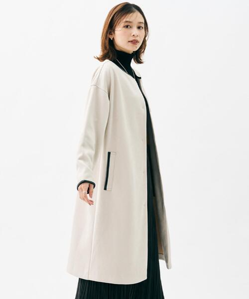 UNTITLED(アンタイトル)の「【洗える/軽羽織り】マシュマロタッチ スエード調コート(ノーカラーコート・レディース・ナチュラル/チャコールグレー/ブラウン系その他・48/44/04/03/02/01/00)」の20枚目の写真