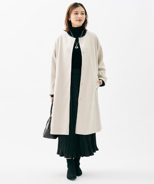 UNTITLED(アンタイトル)の「【洗える/軽羽織り】マシュマロタッチ スエード調コート(ノーカラーコート・レディース・ナチュラル/チャコールグレー/ブラウン系その他・48/44/04/03/02/01/00)」の21枚目の写真