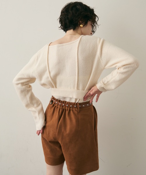 Trish（トリッシュ）の「天竺編みプルオーバー+ビスチェセット（ニット/セーター・レディース・ホワイト/ブラウン・MEDIUM）」の16枚目の写真